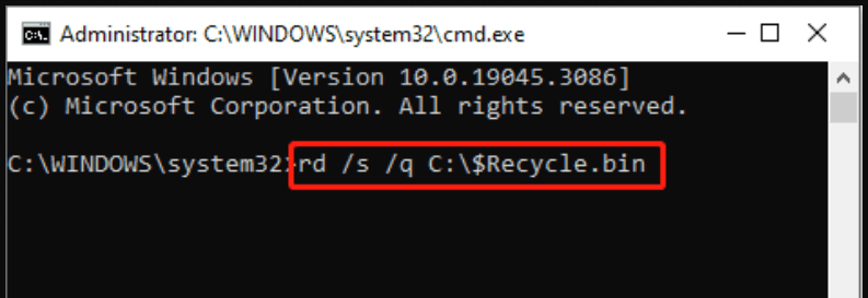 windows reset bin cmd