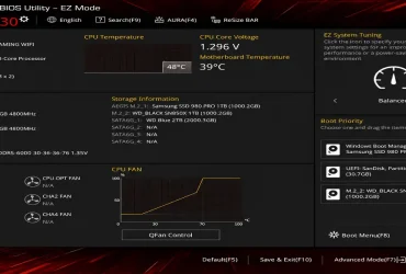 Modern anakart UEFI BIOS ayarları arayüzü ekranı