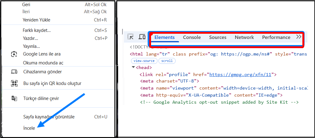 Web Site Kaynak Kodlarını Görüntüleme 3 Chrome Developer Tools
